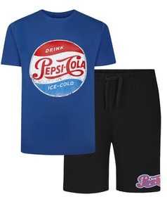 Offiziell lizenziertes Pepsi Cola Pyjama-Set von Bigdude, Marineblau/Schwarz