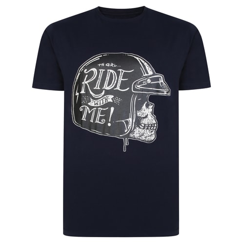 Bigdude Totenkopf Fahrt mit mir T-Shirt Navy