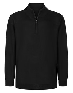 Bigdude Pullover mit strukturierter Oberfläche und halbem Reißverschluss, Schwarz