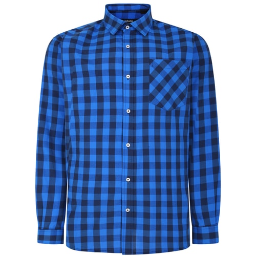Bigdude Gingham Langarmhemd Blau