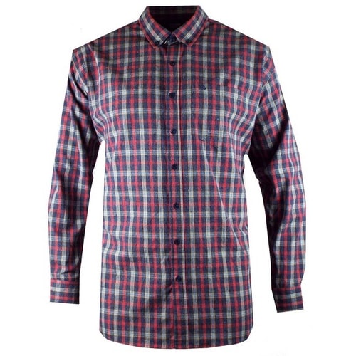 Spionage Langarmshirt aus gebürstetem Fleece in Grau/Rot