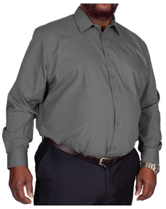 Bigdude klassisches Popeline Hemd Anthrazit Tall Fit