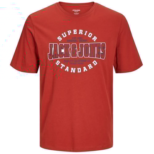 Jack & Jones – T-Shirt mit „Superior Standard“-Print, Rot/Ocker