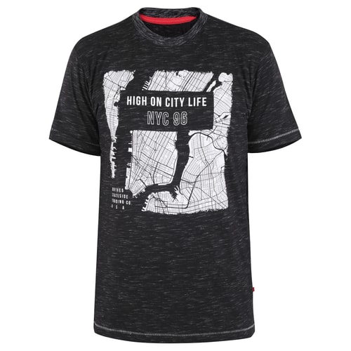 D555 NYC 96 Print T-Shirt Schwarz 