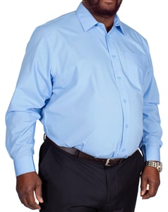 Bigdude klassisches Popeline Hemd Hellblau Tall Fit
