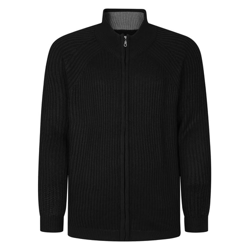 Bigdude Grobstrickpullover mit Reißverschluss, Schwarz