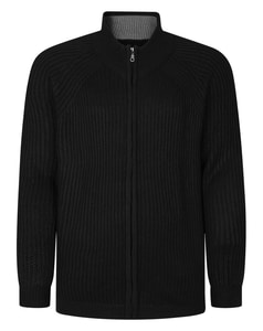 Bigdude Grobstrickpullover mit Reißverschluss, Schwarz