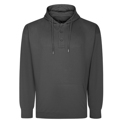 Bigdude Waffel-Hoodie mit Knopfleiste, Anthrazit