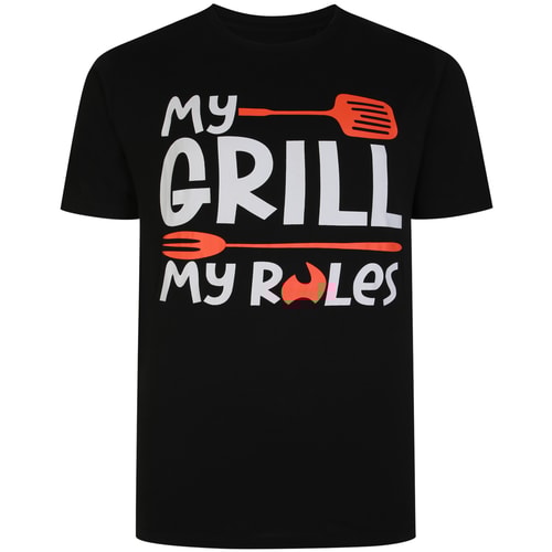 Bigdude BBQ Grill Print T-Shirt Schwarz Tall