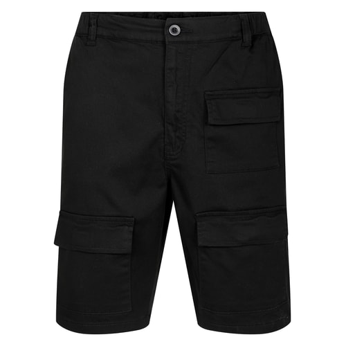 Bigdude Stretch-Utility-Shorts mit elastischem Bund, Schwarz