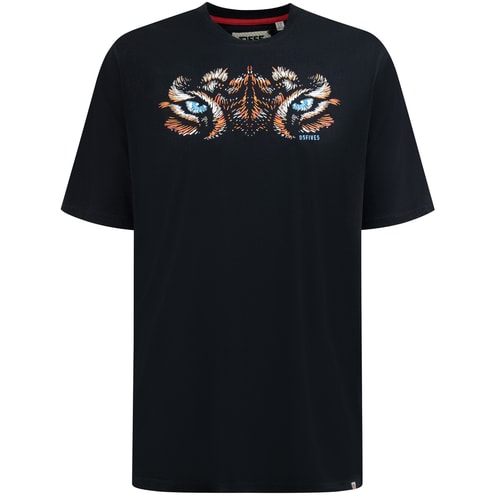 D555 Leamington T-Shirt mit Tigeraugen-Print, Schwarz