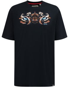 D555 Leamington T-Shirt mit Tigeraugen-Print, Schwarz