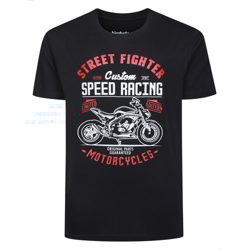 Bigdude Speed Racing Print T-Shirt Schwarz Größe L