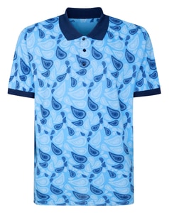 Bigdude Polohemd mit Paisley-Print, hellblau, Größe L