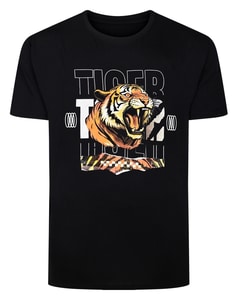 Bigdude Tiger Print T-Shirt Schwarz