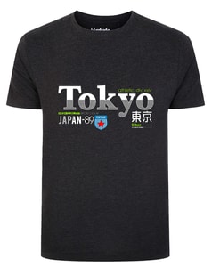 Bigdude – T-Shirt mit Tokyo-Print, Anthrazit