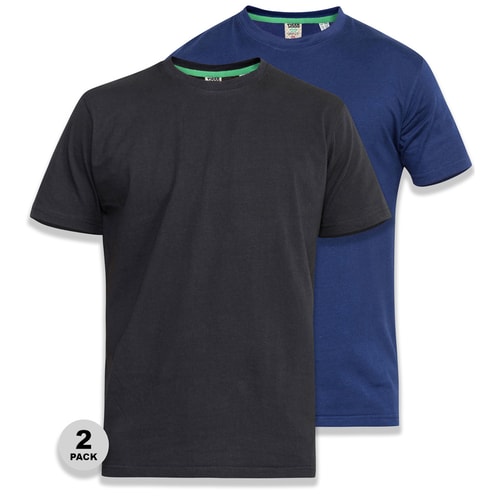 D555 Fenton 2er-Pack T-Shirts in Marineblau und Schwarz