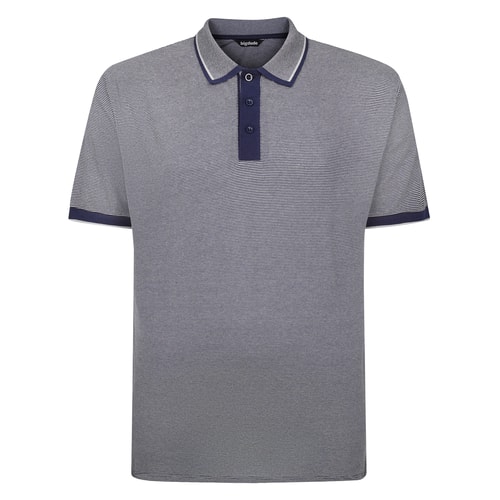 Bigdude Poloshirt aus reiner Baumwolle mit Jacquardmuster, Mitternachtsblau