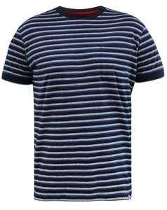 D555 Beamont Jacquard-Streifen-T-Shirt Marineblau gestreift