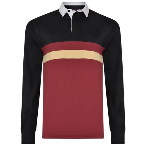 KAM gestreiftes Rugby Shirt Schwarz