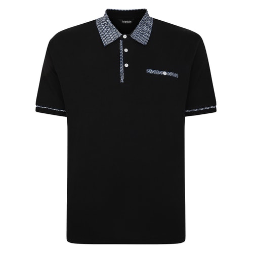 Bigdude Designer-Poloshirt mit Kragen, Schwarz, groß