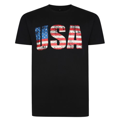 T-Shirt mit Bigdude USA-Print Schwarz