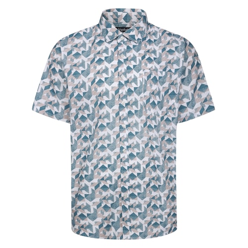 Bigdude Kurzarmhemd mit geometrischem Muster, Grau