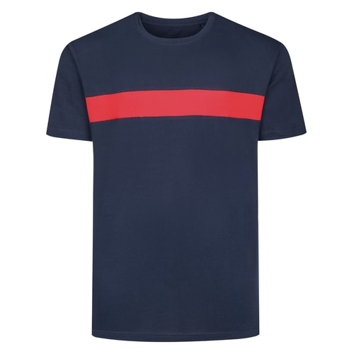 Bigdude T-Shirt mit kleinen Streifen, geschnitten und genäht, Marineblau, Größe L