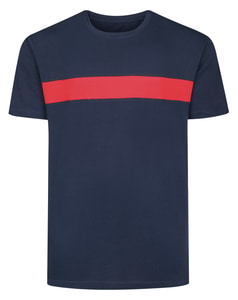 Bigdude T-Shirt mit kleinen Streifen, geschnitten und genäht, Marineblau, Größe L