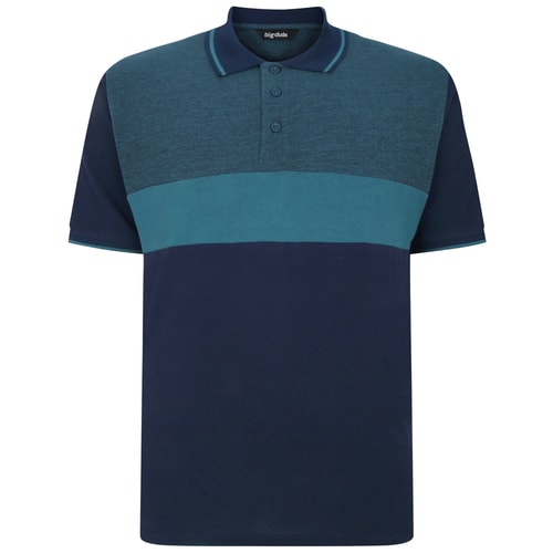 Bigdude Dobby Color Block Poloshirt Marineblau