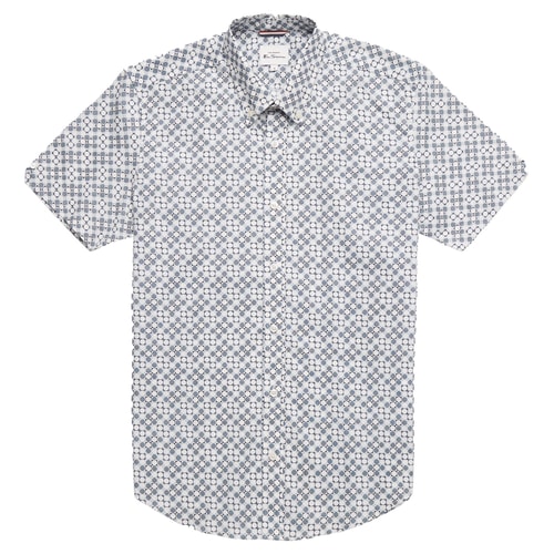 Ben Sherman Kurzarmhemd mit Geo-Print, Hellblau