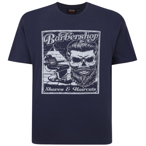 Espionage – T-Shirt mit „Barbershop“-Print, Marineblau