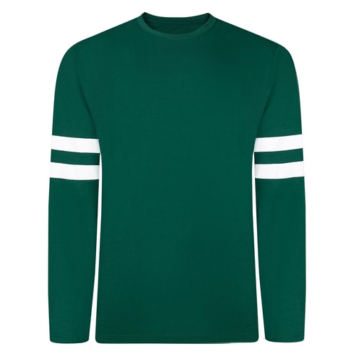 Bigdude Langarm-T-Shirt mit doppeltem Armstreifen, Grün, Größe L