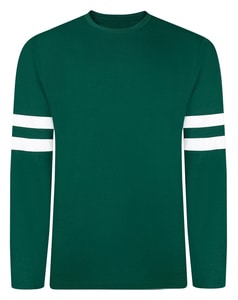 Bigdude Langarm-T-Shirt mit doppeltem Armstreifen, Grün, Größe L