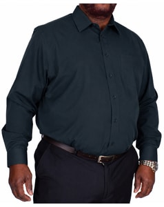 Bigdude Langarm Popeline-Hemd Dunkelblau 