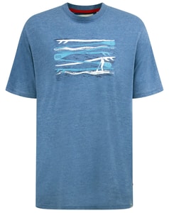 D555 Cardiff T-Shirt mit Rundhalsausschnitt und Surfer- und Wellen-Print, Denimmeliert