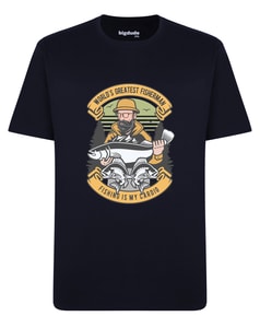 Bigdude – T-Shirt mit Fisherman-Print, Marineblau
