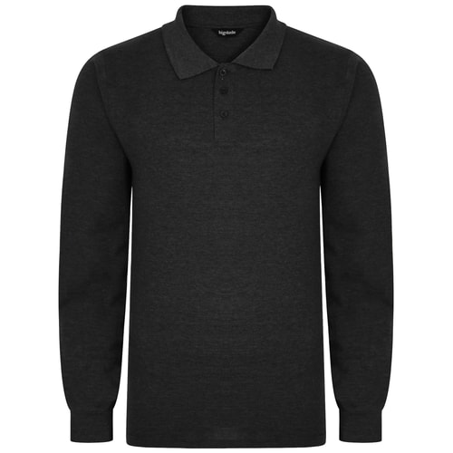 Bigdude Langarm Poloshirt Charcoal Marl