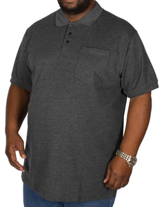 Bigdude Poloshirt mit Brusttasche Grau Tall Fit 