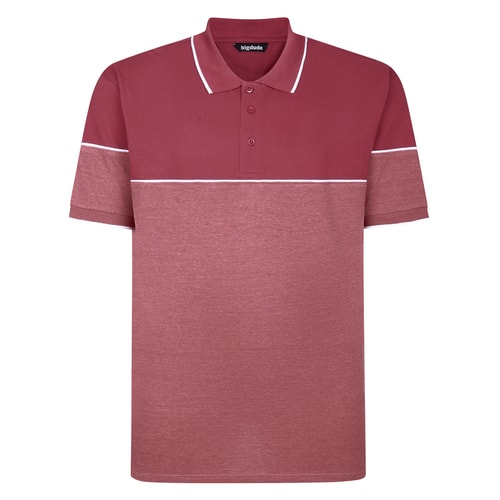 Bigdude Colour Block Polo mit Paspelierung, Karmesinrot