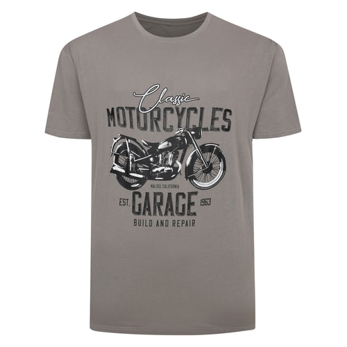 T-Shirt mit Bigdude Motorcycles-Print, Hellgrau