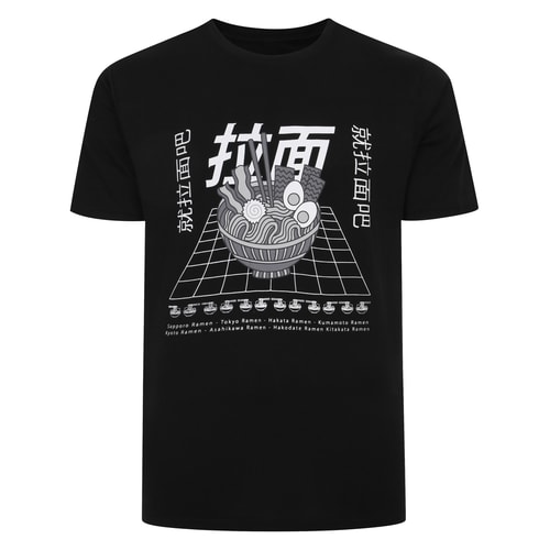 Bigdude Ramen Print T-Shirt Schwarz
