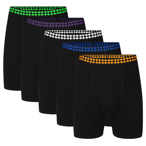 Bigdude 5er-Pack Boxershorts mit Diamantbund, Schwarz