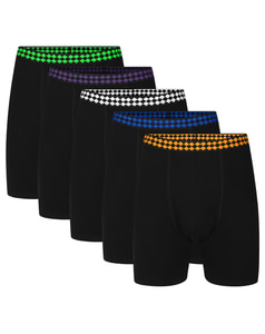 Bigdude 5er-Pack Boxershorts mit Diamantbund, Schwarz