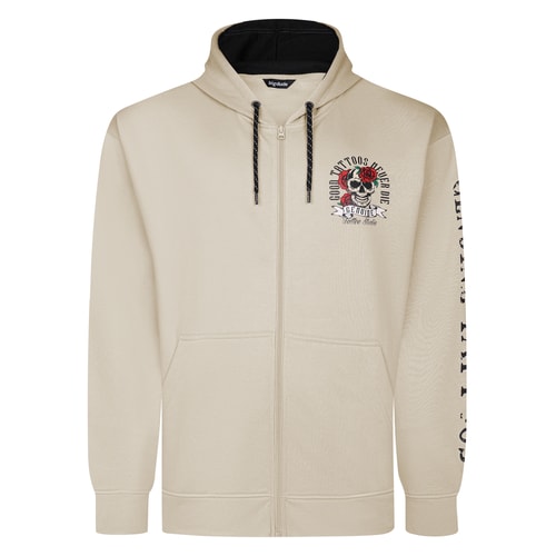 Bigdude Kapuzenpullover mit echtem Tattoo-Print, Stein
