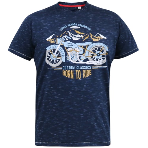 D555 Josiah Motorrad bedrucktes T-Shirt Blau Reno
