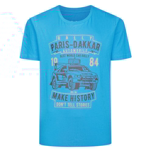 Bigdude Paris Dakkar Rallye T-Shirt mit Print, Hellblau
