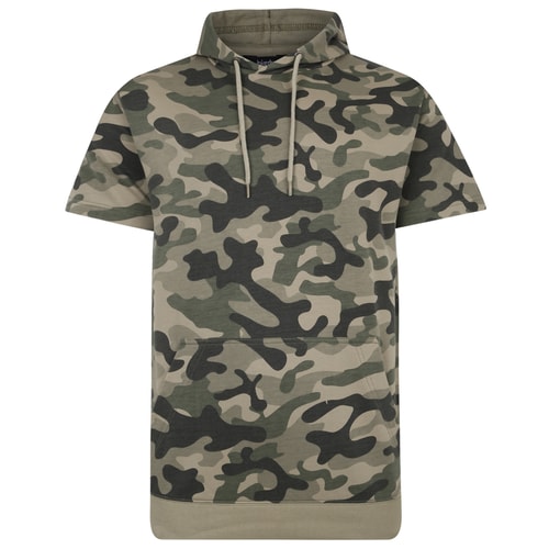 Bigdude Kurzarm-Camouflage-Hoodie Khaki