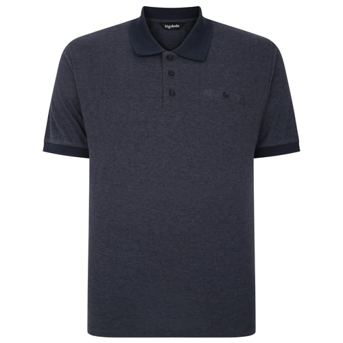 Bigdude Poloshirt mit geknöpfter Tasche, Marineblau