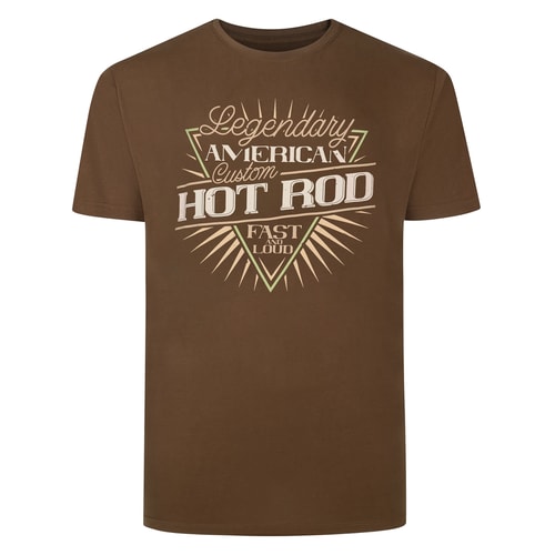 Bigdude Hot Rod Print T-Shirt Braun
